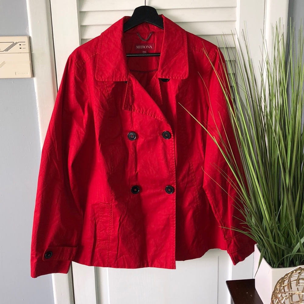 Red Crop Trench Coat